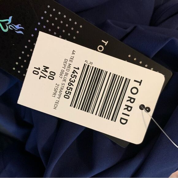 Torrid Active Blue Strappy Tech performance tee shirt M/L - Picture 6 of 10